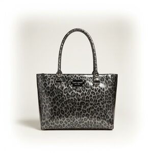 Kate Spade New York Leopard Print Tote Bag – Black Gray Metallic